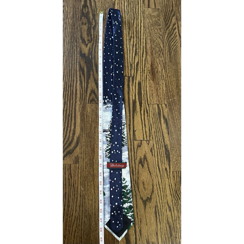 Holidays Men's 100% Silk Christmas Snowman‎ Playing Baseball Snowballs EUC - Picture 3 of 4